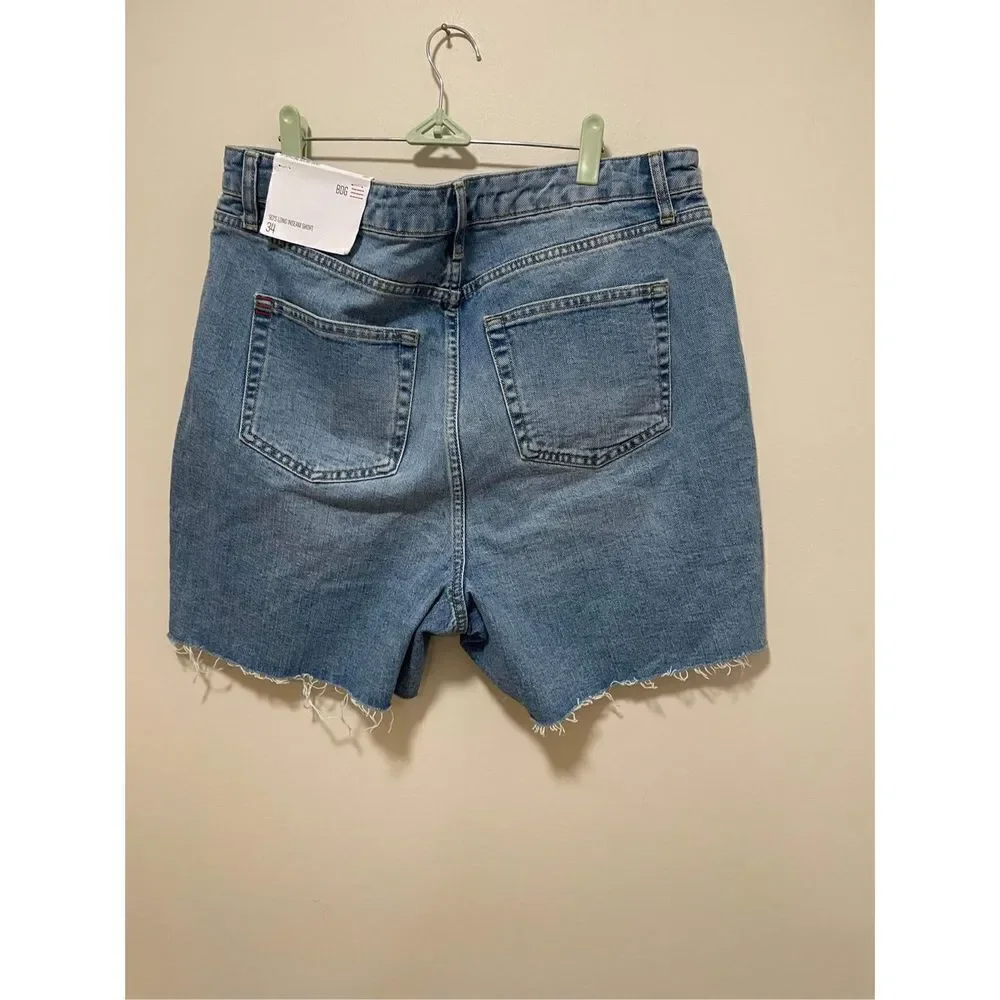 NWT Urban Outfitters BDG 90s Denim Shorts Long Inseam Distressed Cutoffs size 34
